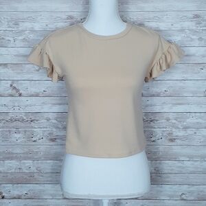 Material Girl Cropped Top Ruffle Sleeve XS 260